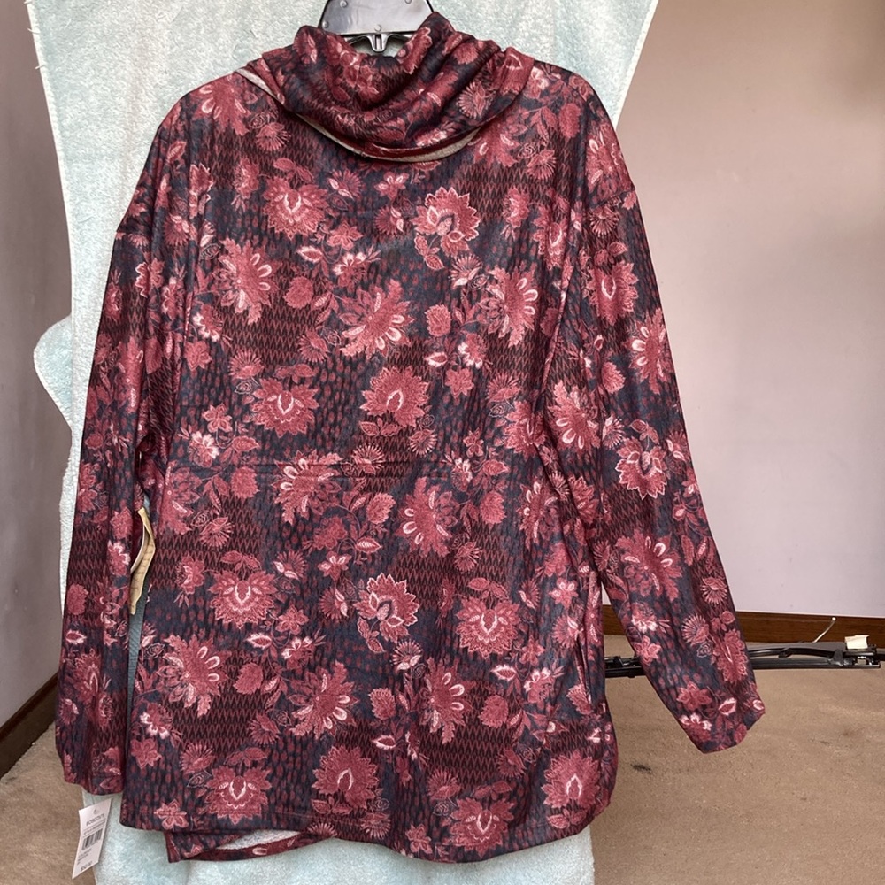 One world floral print top with pockets with bling details bohemian casual 3X - Picture 8 of 17